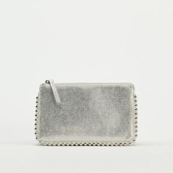 Zara Studded Crossbody Wallet Bag in Vegan Leather and Crystal Embellished NWT - Picture 1 of 6